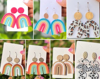 Rainbow Polymer Clay Earrings: Lightweight Pride Jewelry