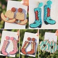 Beaded Cowboy Earrings: Western Hat & Boot Jewelry