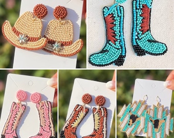 Cowboy Ohrringe: Westernhut & Stiefelschmuck