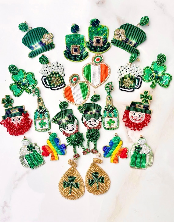 St. Patricks Day Earrings, Clover Earrings, St. Patty, St