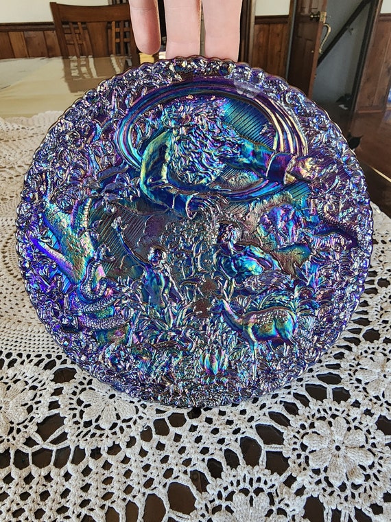 Vintage Fenton 1980's Carnival Glass Garden of Eden Plate - Etsy