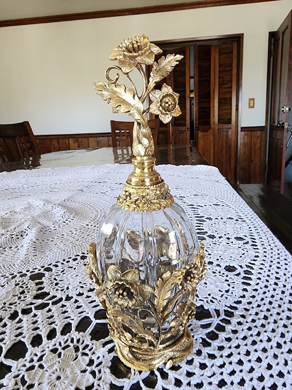 Vintage Matson Gold Tone Ornate Perfume Bottle