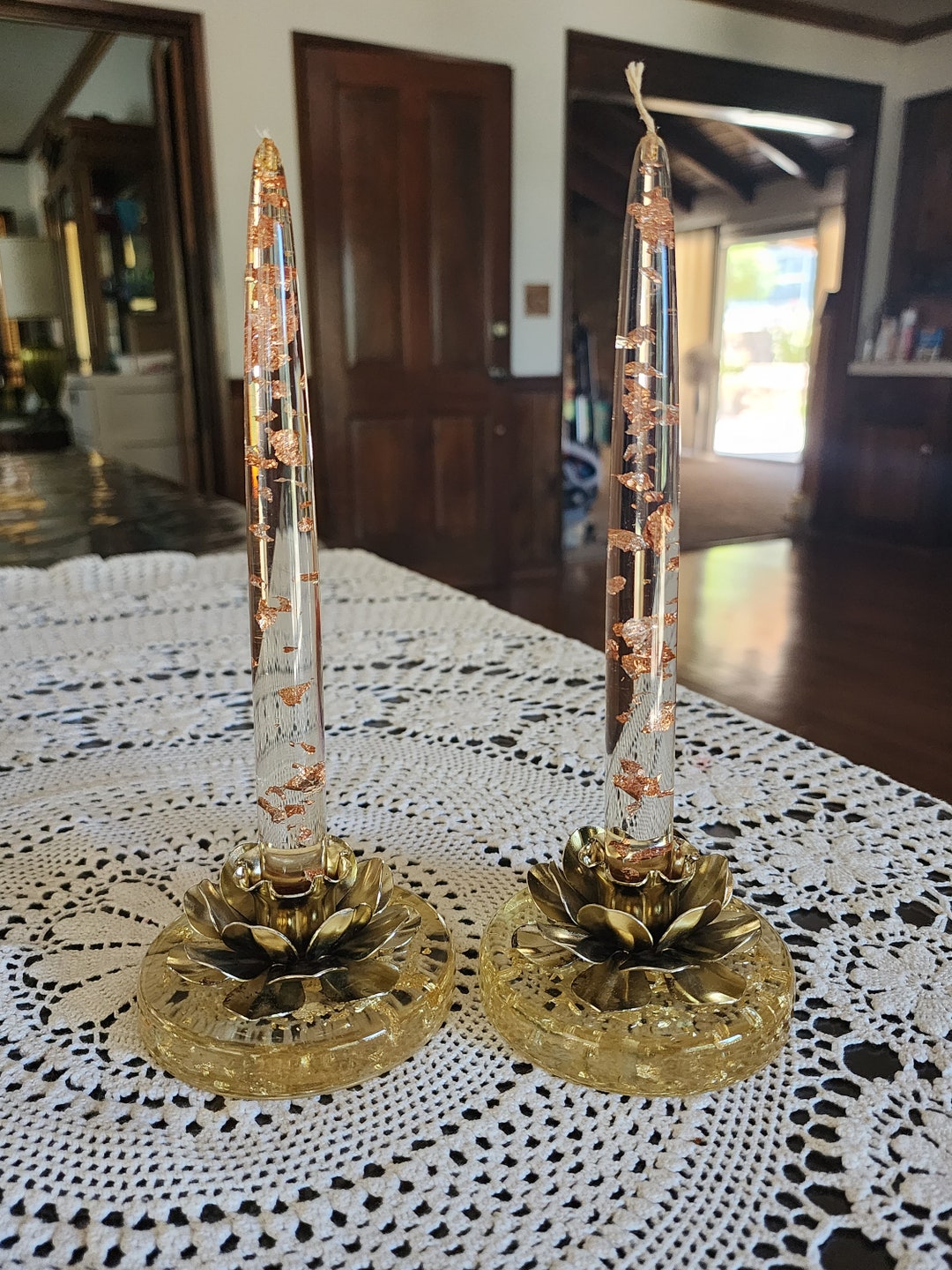 Vintage Lucite Candlestick and Holders Etsy