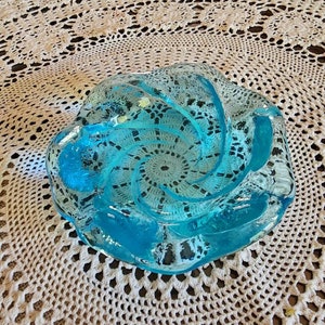 Vintage Fenton Blue Swirl Ashtray