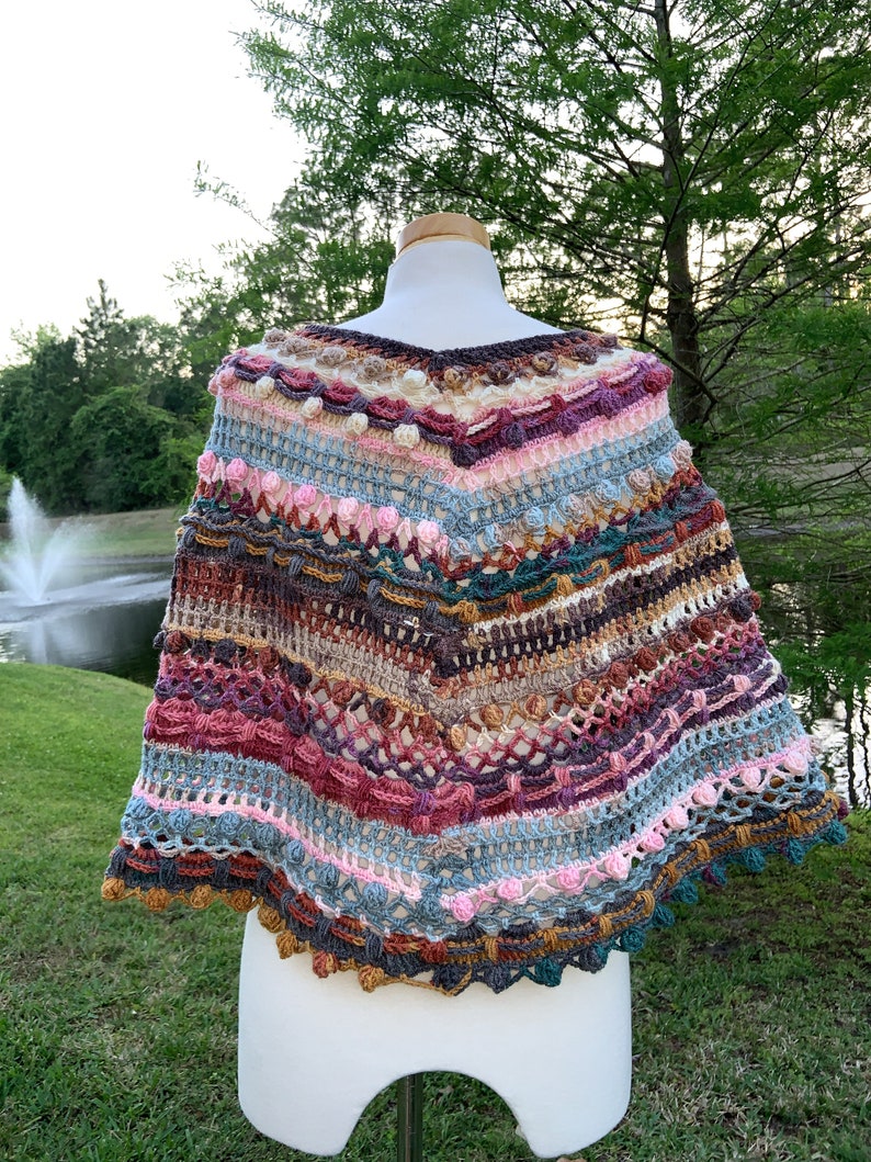 Colorful Bohemian Poncho Shawl