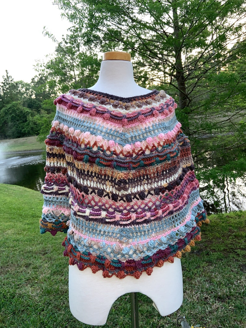 Colorful Bohemian Poncho Shawl