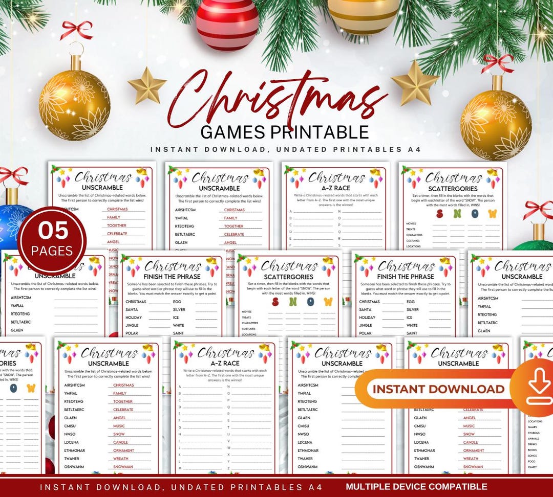 Christmas Games Printable Bundle: Holiday Party Activities (instant ...