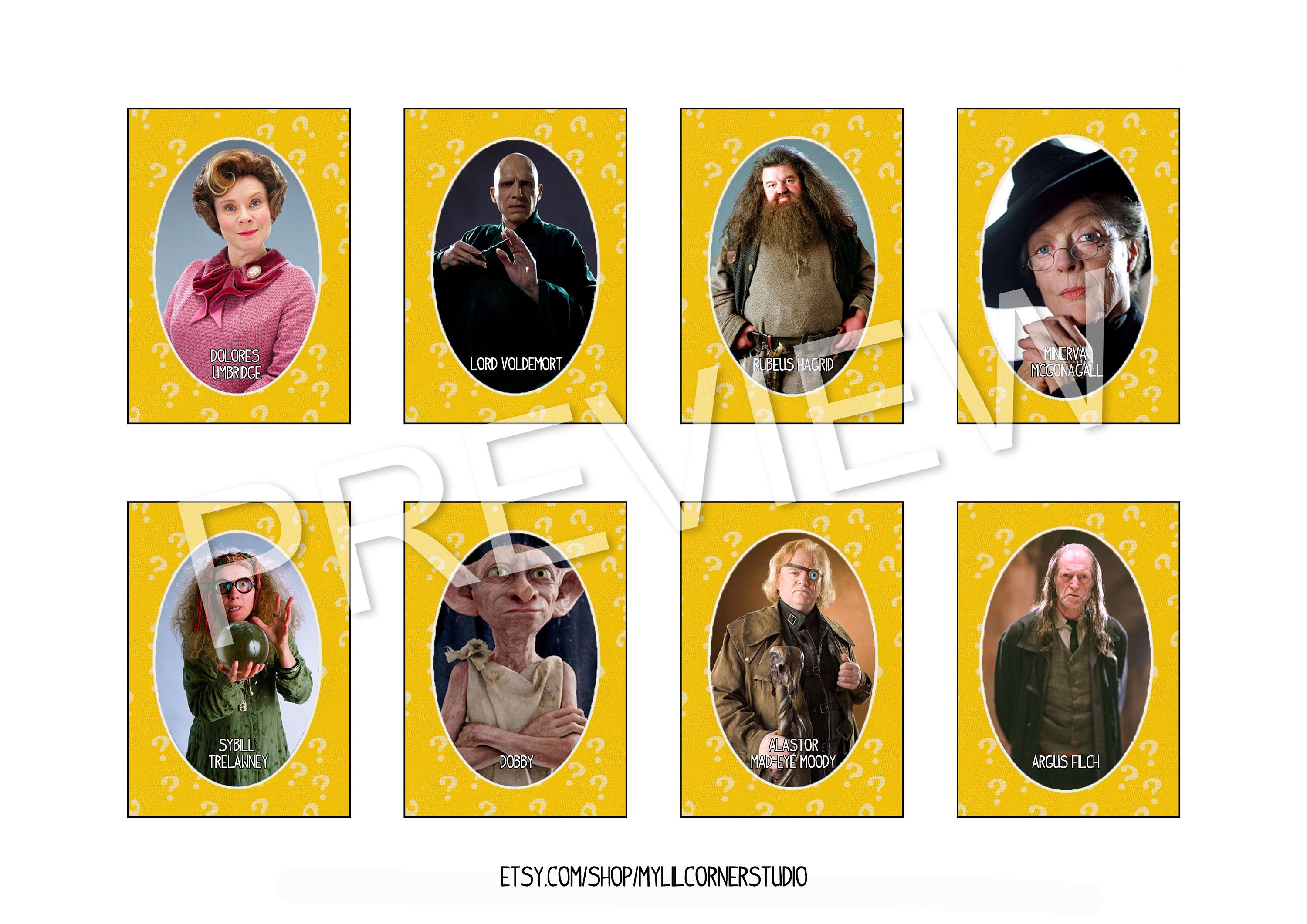 Harry Potter Guess Who Game Prints | Etsy