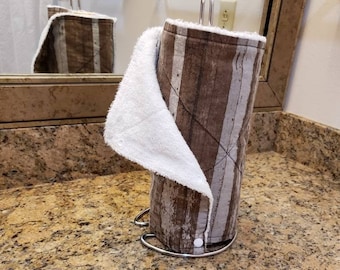 reusable paper towels, Dark Brown Wood towels, Custom 2 layer Towels, washable paperless towels, with snaps