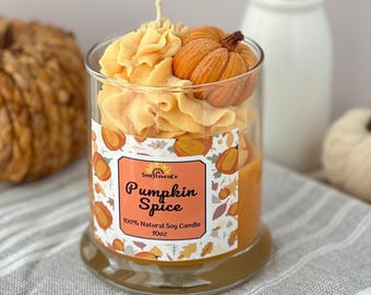 Pumpkin Spice Soy Candle, Fall candle, Fall Dessert Candle, Pumpkin topped candle, Fall Soy Wax Candle, Pumpkin Home Candle gift, Fall decor