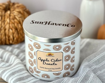 Apple Cider Donuts Soy Wax Candle, Cider Scented Candle, Natural Soy Candle, Fall Scented Candle, 3 Wick Fall Candle, Soy Candle Gift