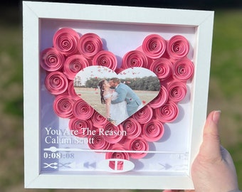 Personalized Shadowbox, Song Cover Shadowbox, Flower shadow box, Valentine's Day Gift, Custom Music Frame gift, Valentines Day Frame Gift