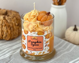 Pumpkin Spice Soy Candle, Fall candle, Fall Dessert Candle, Pumpkin topped candle, Fall Soy Wax Candle, Pumpkin Home Candle gift, Fall decor