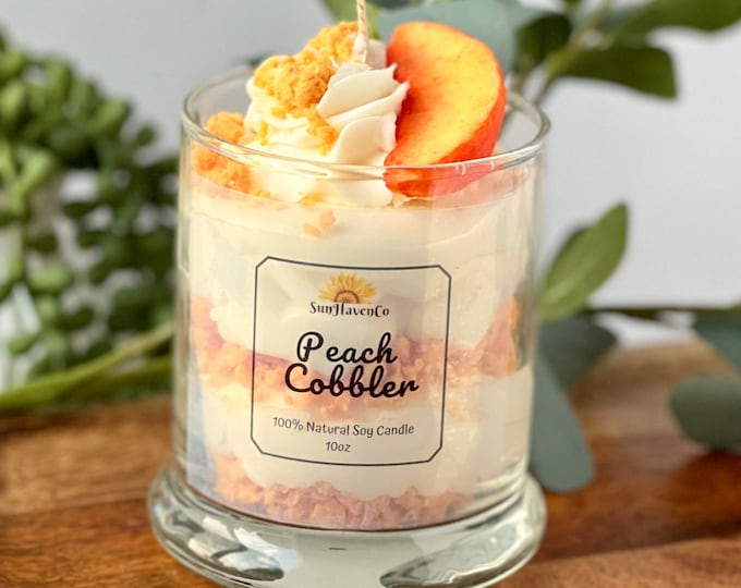 Peach Cobbler Candle Peach Candle Fall Candle Layered Etsy