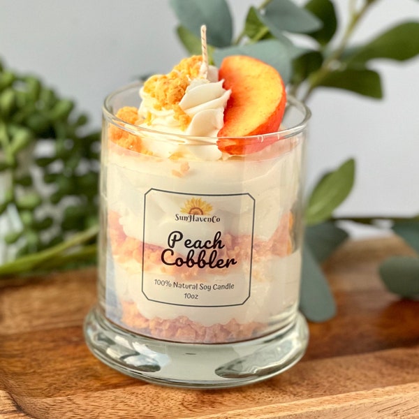 Peach Cobbler Candle, Peach Candle, Fall Candle, Layered Candle, Peach scented candles, Natural Soy Wax Candles, Whipped Candle, Fall Decor