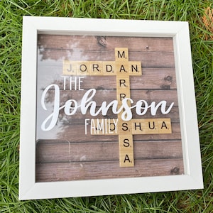 Personalized Scrabble Tile Family Name Shadowbox, Crossword Art