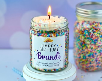 Happy Birthday Candle, Custom Birthday Candle Gift, Candle with sprinkles, Birthday Candle, Personalized candle gift. Birthday cake candle