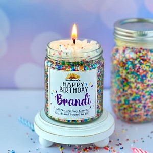 Happy Birthday Candle, Custom Birthday Candle Gift, Candle with sprinkles, Birthday Candle, Personalized candle gift. Birthday cake candle