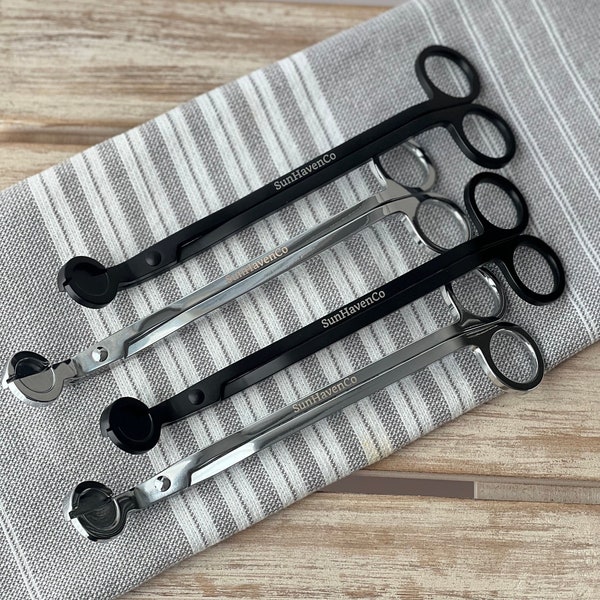 Stainless Steel Candle Wick Trimmers, Candle Accessories, Candle Gift Ideas, Candle Care. Black Wick Trimmer, Silver Wick Trimmers.