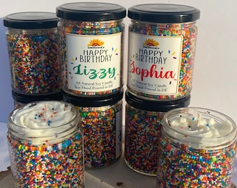 Personalized Happy Birthday Candle, Custom Birthday Candle Gift, Candle with sprinkles, Birthday Candle, Birthday Cake candle gift