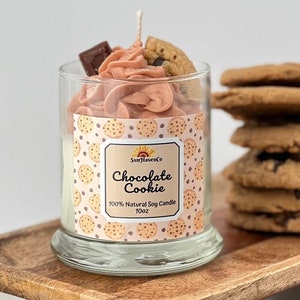 Chocolate Cookie Dessert Candle, Luxury Dessert Frosting Candle, Cookie Candle, Chocolate scented dessert candle, Natural Soy Wax Candles