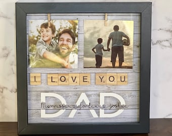 Custom Dad Photo Shadowbox Gift, Personalized Dad Shadowbox with names, Family Gift Sign for dad, Customized wood dad gift, Dad display
