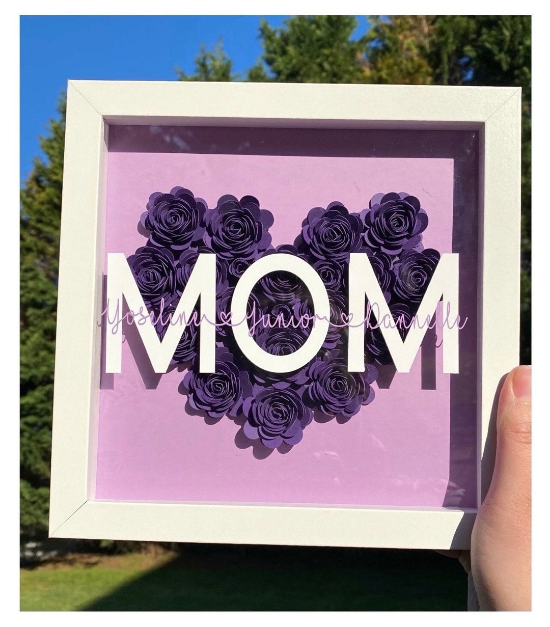 Mom Shadowbox With Flowers Personalized Heart Shadowbox With - Etsy