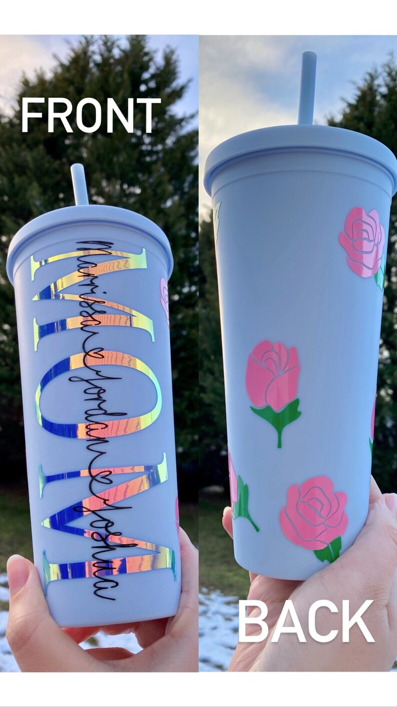 Custom Flower Tumbler with straw Personalized Tumbler cup Etsy