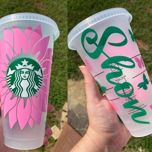 Personalized Sunflower & Butterfly Starbucks Cup Customized Starbucks Cup with name Starbucks reusable flower cup Custom Butterfly Cup image 4