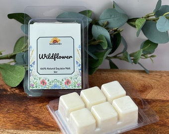 Wild Flower Wax Melts, Clamshell Flower Wax Tart, Clean wax melt cubes for warmer, Wildflower Home Scent, Natural Wax Tart Melt