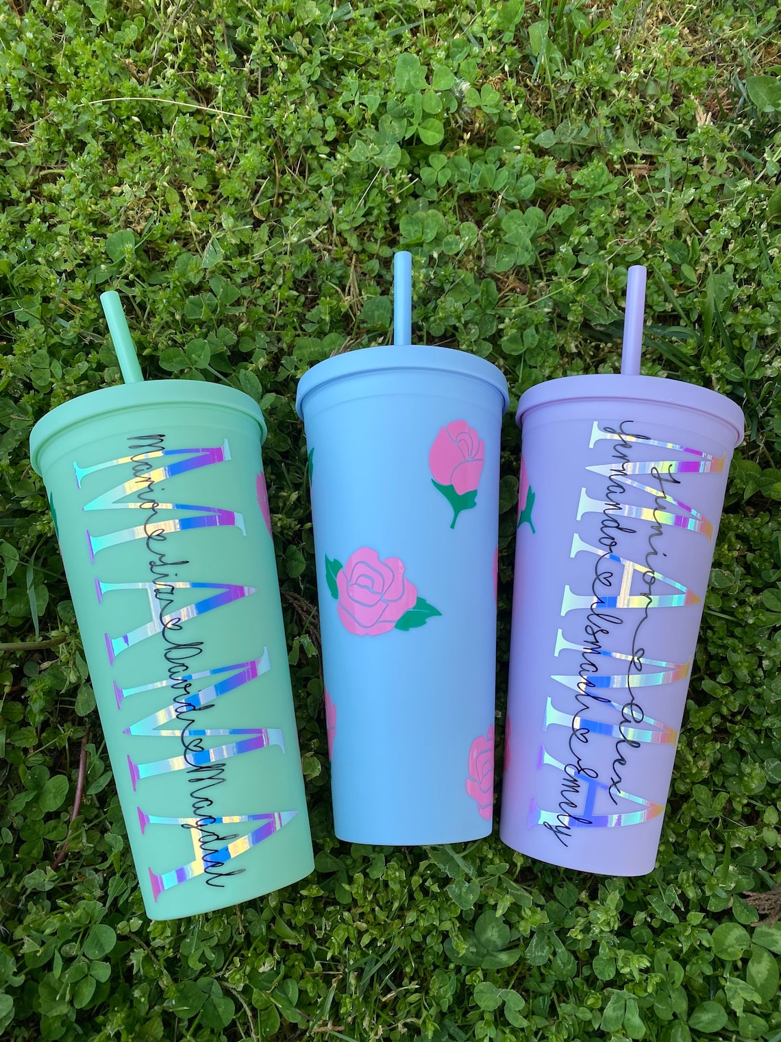 Custom Flower Tumbler with straw Personalized Tumbler cup Etsy