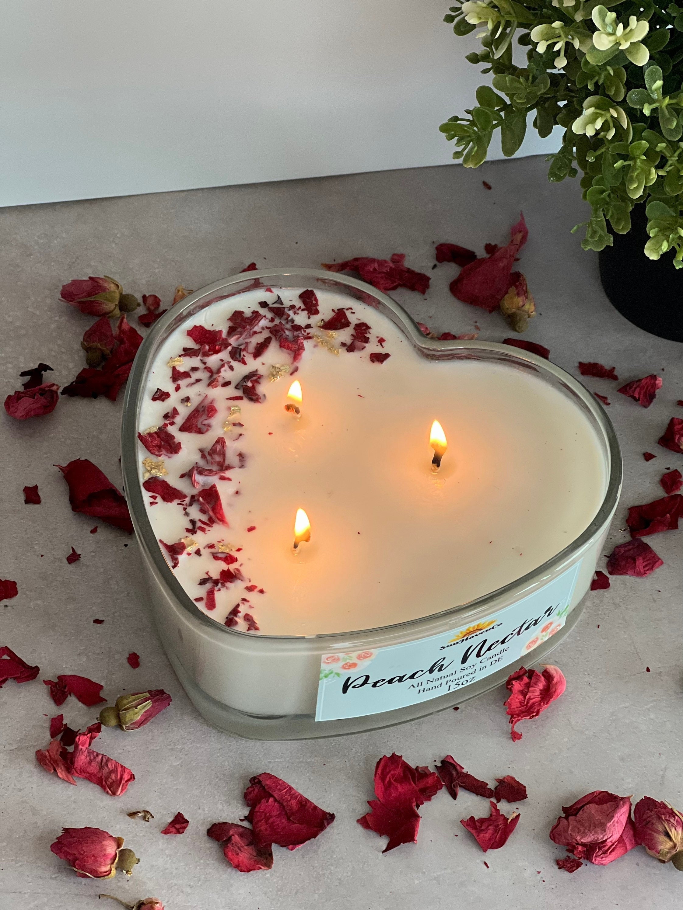 Heart Shaped Rose Candle, Large Candle Gift, 3 Wick Candle, Natural Soy wax  Candle, Valentines Day Candle, Valentines Day Gifts For Her