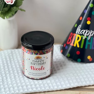 Happy Birthday Candle, Custom Birthday Candle Gift, Candle with sprinkles, Birthday Candle, Personalized candle gift,