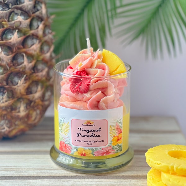 Tropical Paradise Dessert Candle, Tropical Candle, Luxury Dessert Candle, Candle gifts ideas, Summer Candle, Whipped Candle