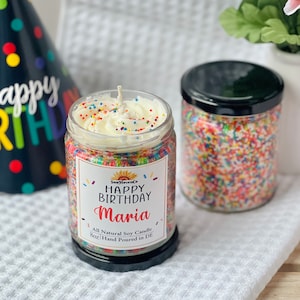 Happy Birthday Candle, Custom Birthday Candle Gift, Candle with sprinkles, Birthday Candle, Personalized candle gift,