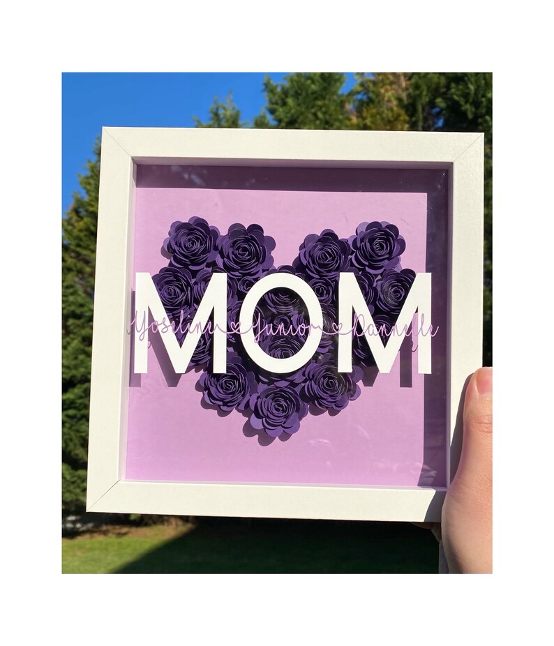 Mom Shadowbox With Flowers Personalized Heart Shadowbox With - Etsy