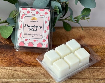 Strawberry Blast Wax Melts, Clamshell Strawberry Wax Tart, Berry  wax melt cubes for warmer, Strawberry Home Scent, Natural Wax Tart Melt