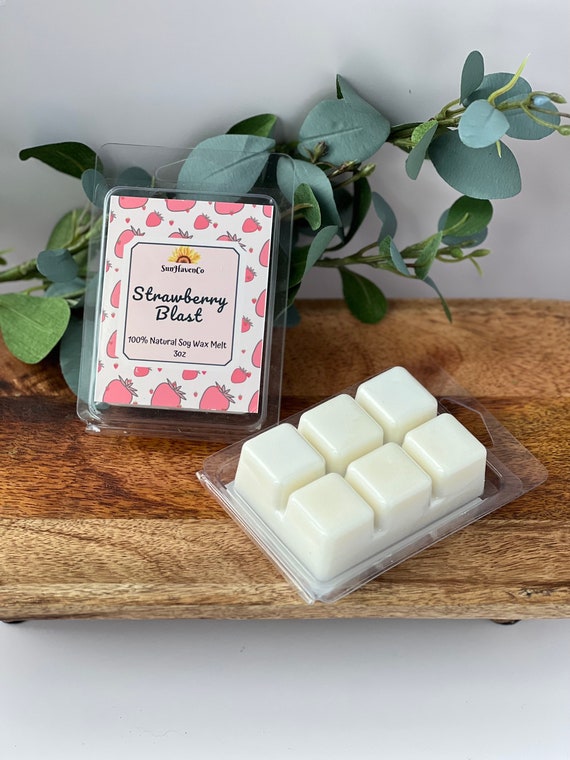 Strawberry Blast Wax Melts, Clamshell Strawberry Wax Tart, Berry  wax melt cubes for warmer, Strawberry Home Scent, Natural Wax Tart Melt