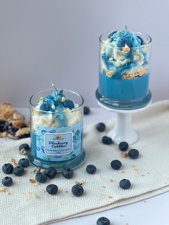 Große Duftkerze Blueberry Dessert – 100h Brenndauer, Ø9,9 X 14 Cm, Mit Deckel