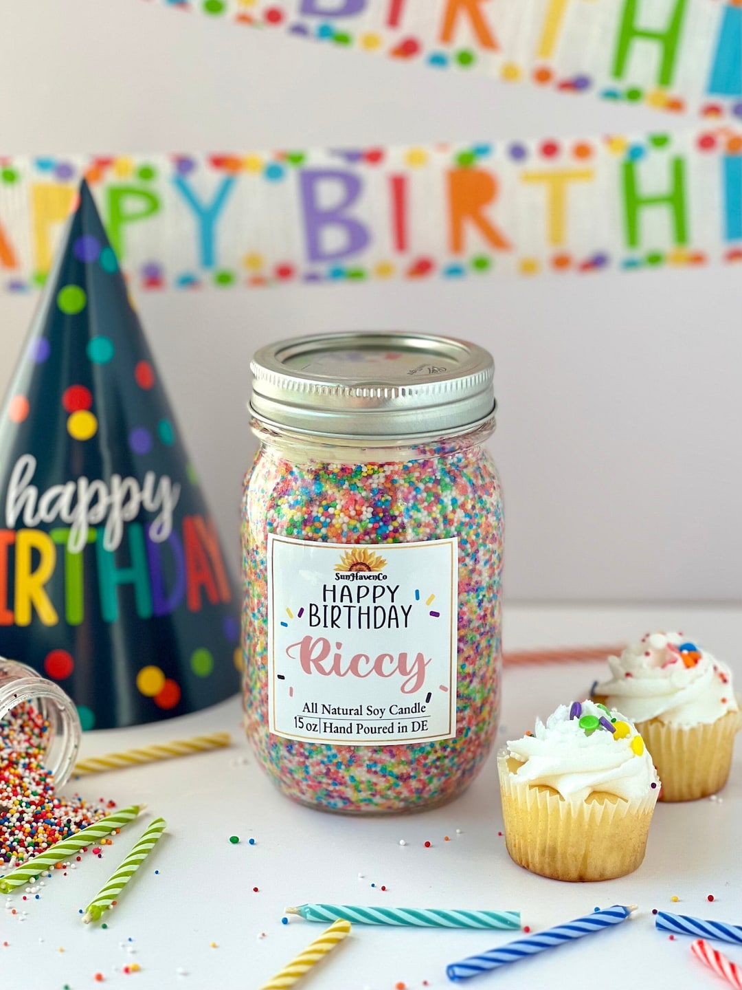 Happy Birthday Candle, Custom Birthday Candle Gift, Candle With