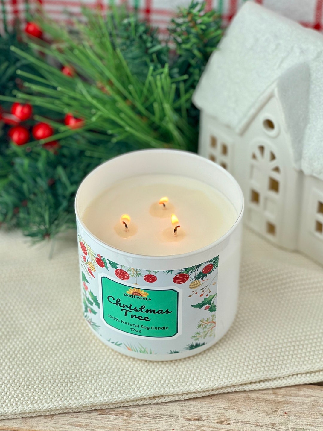 Christmas Tree Soy Candle Winter Scented Candle Christmas Etsy