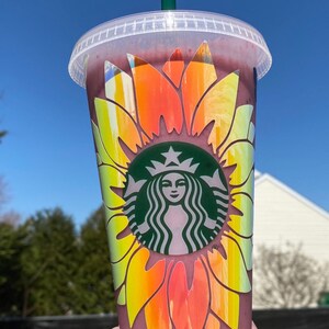 Personalized Sunflower & Butterfly Starbucks Cup Customized Starbucks Cup with name Starbucks reusable flower cup Custom Butterfly Cup image 7