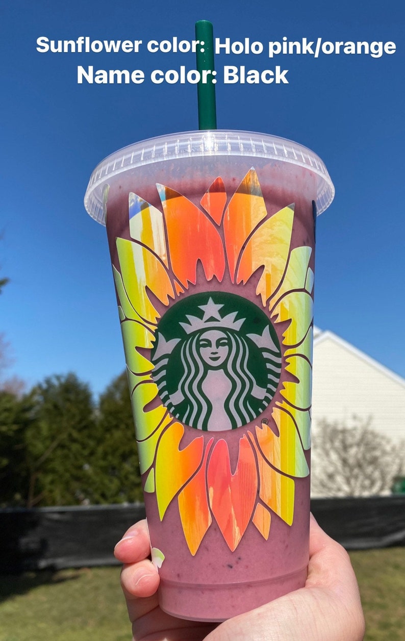 Personalized Sunflower & Butterfly Starbucks Cup Customized Starbucks Cup with name Starbucks reusable flower cup Custom Butterfly Cup image 7