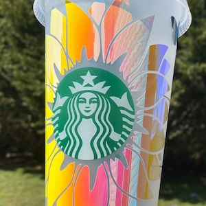 Personalized Sunflower & Butterfly Starbucks Cup Customized Starbucks Cup with name Starbucks reusable flower cup Custom Butterfly Cup image 2