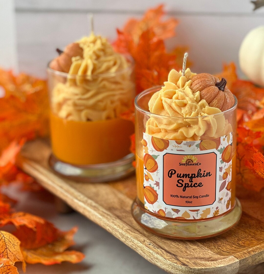 Pumpkin Spice Soy Candle, Fall Decor Candle, Fall Dessert Candle, Pumpkin Topped Candle, Fall