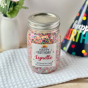 Happy Birthday Candle, Custom Birthday Candle Gift, Candle with sprinkles, Birthday Candle, Personalized candle gift,