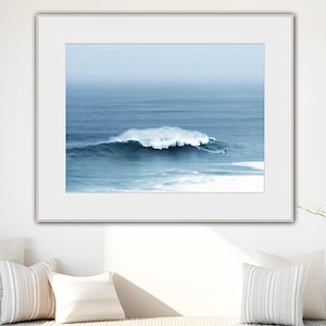 Nazaré Surfing Wave Print: Minimalist Portugal Ocean Photography (Digital Download)