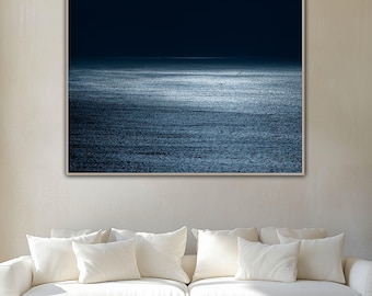 Deep Blue Ocean Print – Minimalist Seascape Wall Art from Nazaré Portugal, Digital Download Poster