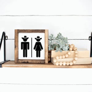 Restroom Sign, Cowboy Sign, Cowgirl Sign, Western Bathroom Sign, Cowgirl Bathroom, Cowboy Bathroom, Home Decor, Wooden Sign, Bathroom Decor