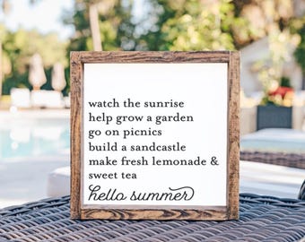 Hello Summer Sign, Summer Decor, Summer Sign, Summer, Summertime, Summertime Decor, Home Decor, Decor, Gift, Sign, Wooden Sign, Farmhouse